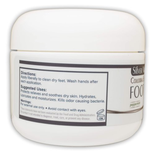 Silver Miracles Colloidal Silver Foot Cream - Peppermint scent - Soothe, cool, and moisturize - 2oz