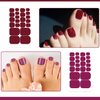 SILPECWEE 8 Sheets Dark Red Nail Wraps for Toes Toe Nail Stickers Decals Toenail Polish Strips Gel Nail Strips Self Adhesive Toenails Polish Stickers Manicure Design with Nail File