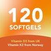 AMANDEAN Vegan Vitamin D3 K2. 5000 iu from Algae. All-Trans MK-7. 120 Softgels. Plant-Based & Carrageenan Free. Organic Coconut Oil Blend. for Mood, Bones, Heart, Teeth, Immune Health.