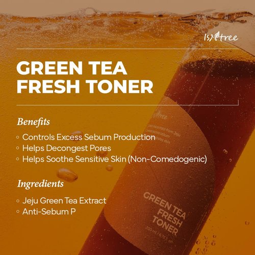 ISNTREE Green Tea Fresh Toner 200ml, 6.76 fl.oz | Pore & Sebum Care | pH Balancing | Soothing & Hydrating | For Sensitive, Oily, Combination, Dry Skin