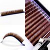 Lash Extension Supplies, 2 Trays 12 Rows Volume Eyelash Extensions, Soft Faux Mink Individual Lashes, Japanese Camellia Natural Series, 0.05-C, 10mm & 11mm, Caramel