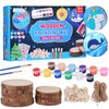 AHCo. Kids Wooden Painting Kit - Glow in The Dark, Crafts Girls Boys Ages 4-12, Creative Art Toys for 4 5 6 7 8 9 10 11 12 Year Old Kids, Wood Slice Craft Activities Kits