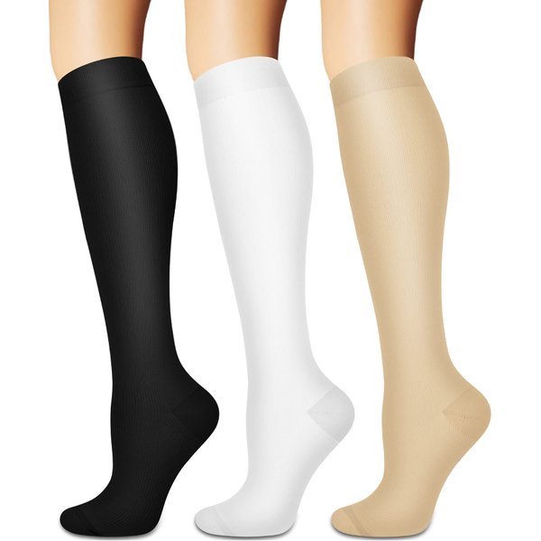 Compression Socks for Women and Men Circulation (3 Pairs) - Best for Nursing,Running,Travel Knee High Socks