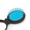 NuAngela Mini Hairbrush, Folding Hair Brush With Mirror Set, Compact Pocket Size, Travel Pop Up Hair Comb, Easy Keep in Purse, Gym Car Bag (2 Count (Pack of 1), Black Blue)