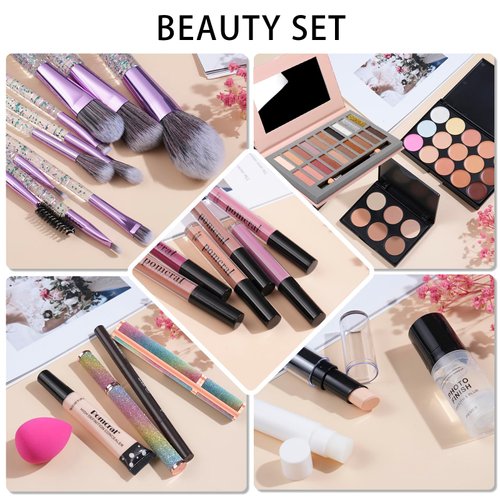 Makeup Kit For Women Full Kit All in One Makeup Set For Teens Girls Beginner With Concealer Eyeshadow Palette Lip gloss Set Make Up Kits For Adult Travel Bag Holiday Gift Set