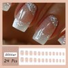 24pcs French Tip Press on Nails Medium Length White French Tip Fake Nails with Glitter Designs Glossy False Nails Glue on Nails Full Cover Artificial Nails Supplies for Women Girls Nail Decoration