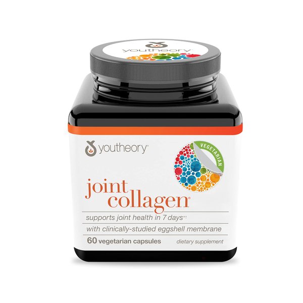 Youtheory Joint Collagen - Vegetarian Collagen Supplement with NEM Eggshell Membrane & Boswellia Extract - Dairy, Soy & Gluten Free - 60 Vegetarian Capsules
