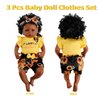 BABESIDE 3 Pcs Reborn Baby Doll Clothes Set for 17-22 Inch Dolls, Sunflowers Pattern Baby Doll Clothes Doll Accessories Set with Doll Headband for Realistic Baby Doll Girls, Yellow & Black