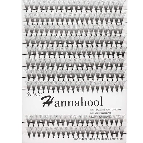 Hannahool 10Rows-200Pcs 20D Natural Long Individual False Eyelashes Cluster Thickness 0.07mm D Curl Volume Premade Fans Eye Lashes Extensions Soft and Lightweight Dramatic Look (16mm)
