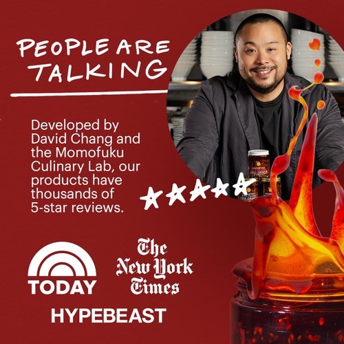 Momofuku Hot Honey Chili Crunch by David Chang 5.5 oz, Oil with Premium Wildflower Honey, Garlic and Shallots, Chili Crisp for Cooking, as Sauce or Topping