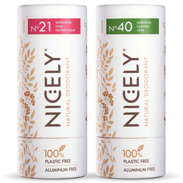 Nicely Aluminum free Deodorant for Women Pack of 2, 24 Hours Odor Protection for Sensitive Skin, Natural Deodorant Made of Natural Essential Oils, Ambrette-Rose-Cedarwood & Oakmoss-Cypress-Rose