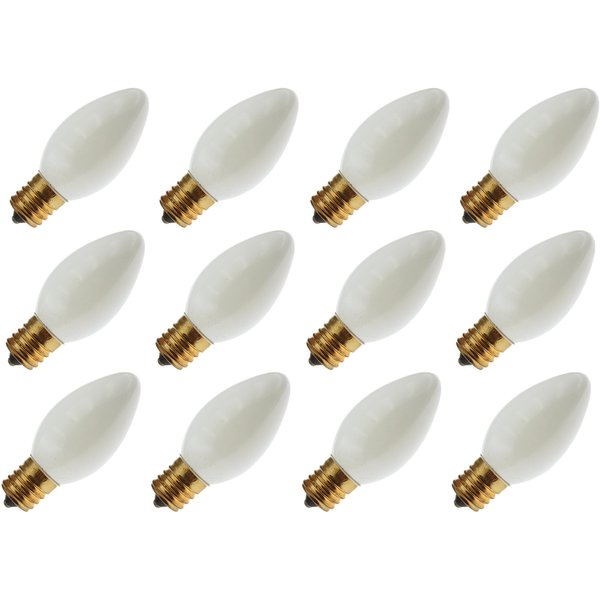 PHILIPS 7C9/W 120V, White, 7 Watt, C9, Intermediate Screw (E17) Base Christmas Light Bulb (12-Pack)