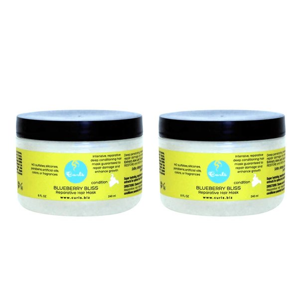 Curls Blueberry Bliss Reparative Hair Mask 8 Ounce ~ Pack of 2