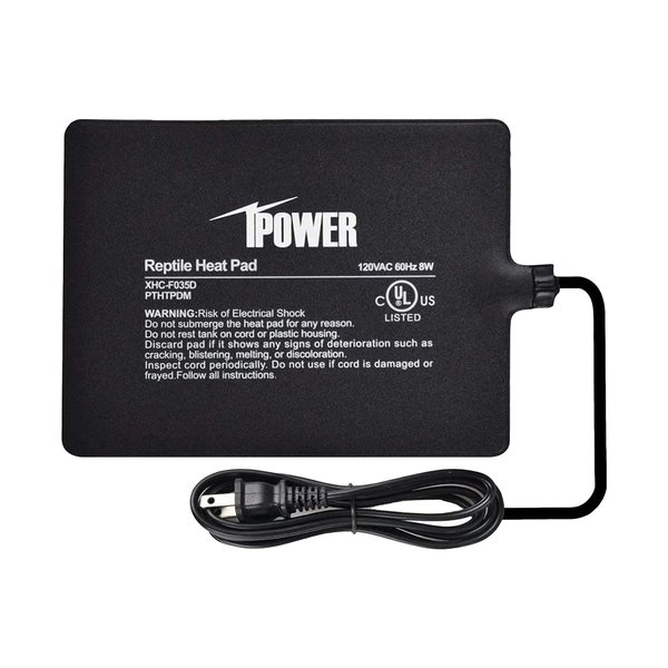 iPower Reptile Heat Pad Under Tank Terrarium Warmer Heating Mat for Turtle, Lizard, Frog, Snake, Reptile, and Other Small Animals, 6X8 Inch, 8W Black
