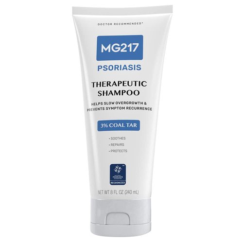 MG217 Psoriasis Shampoo with Coal Tar, Therapeutic Scalp Treatment, Controls Itching, Scaling, Flaking, Scale Buildup, Psoriasis Scalp Treatment, 3% Coal Tar Shampoo and Conditioner, 8floz