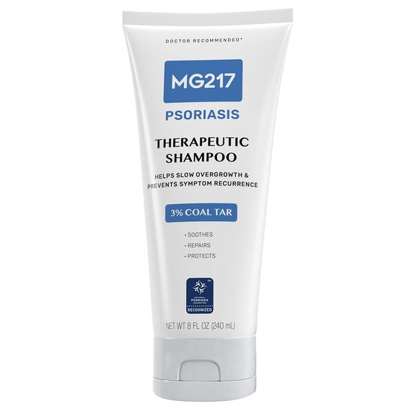 MG217 Psoriasis Shampoo with Coal Tar, Therapeutic Scalp Treatment, Controls Itching, Scaling, Flaking, Scale Buildup, Psoriasis Scalp Treatment, 3% Coal Tar Shampoo and Conditioner, 8floz