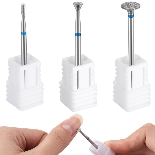 OIIKI 3PCS Nail Drill Bits for Acrylic Nails, Diamond Nail Bits, Manicure Grinding Head Tools for Nail Art