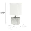 Simple Designs LT2071-WOW White Gray Petite Marbled Ceramic Bedside Mini Table Lamp with White Fabric Shade