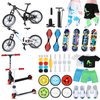 Hanaive 45 Pcs Mini Finger Toys Gift Finger Skateboards Bike Scooter Mini Skate Board Finger Tops Pants Shoes for Boys Girls Party