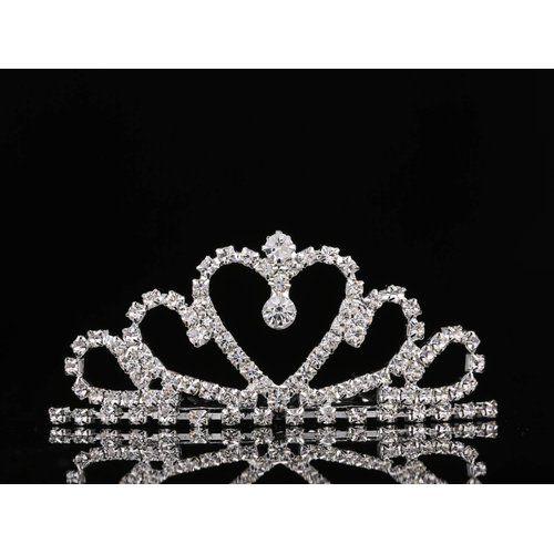 Lovelyshop Mini Heart Rhinestone Tiara for Wedding Bride Prom Birthday Pegeant Prinecess Party-1 Pack