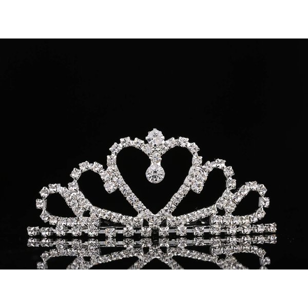 Lovelyshop Mini Heart Rhinestone Tiara for Wedding Bride Prom Birthday Pegeant Prinecess Party-1 Pack