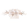 New Soft Material Polymer Clay White Flower Wedding Hair Accessories for Women Handmade Pearl Gold Wedding Hair Comb Bridal Jewelry