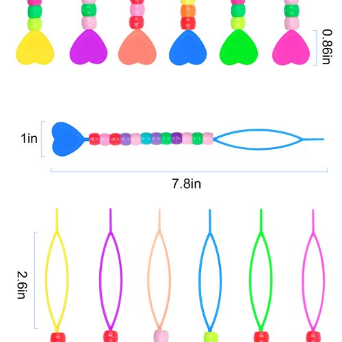 Hoyols Quick Hair Beader for Loading Beads Braid Stringer Hair Beading Tools Kit Ponytail Maker Styling Magic Topsy Hair Tail for Kids Girls Colorful (6pcs Multi Color w/beads)