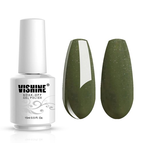 Vishine Gelpolish Manicure DIY Long-lasting Gel Nail Polish Lacquer Shiny Color UV LED Soak Off Glitter Pearl Olive(1025)