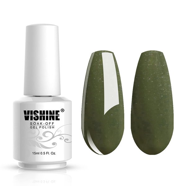 Vishine Gelpolish Manicure DIY Long-lasting Gel Nail Polish Lacquer Shiny Color UV LED Soak Off Glitter Pearl Olive(1025)