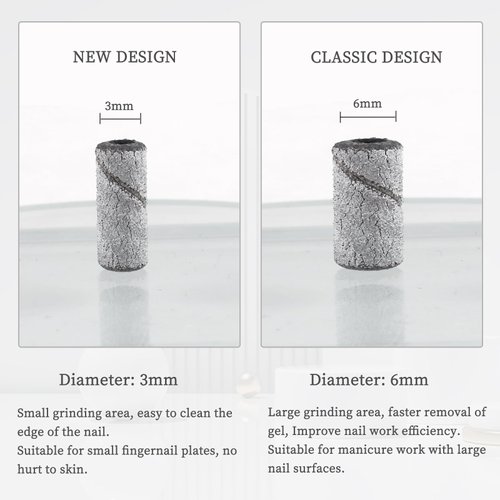 BQAN Sanding Bands for Nail Drills, 100pcs Small Bands 180 Fine Grit Nail File Sanding Bands with mini 3.1mm Mandrel Drill Bits for Acrylic Nails Gel Manicure (White)