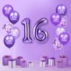 16th Birthday Balloons 24Pcs Purple Happy 16th Birthday Latex Balloons Confetti Balloons Purple Sweet 16th Birthday Party Decorations for Girls 16th Birthday Anniversary Party Supplies Decor 12 inches
