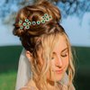 PRETTYLIFE 20Pcs Bridal Hair Pins Crystal Sunflower Rhinestone U-Shaped Wedding Hair Pieces Accessories for Women Girls Party (Green)
