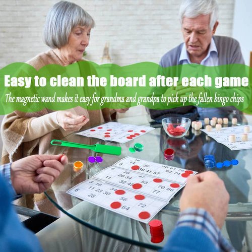 Magnetic Wands and Bingo Chips Set Magnet Wand wtih 100pcs Metal Ringed Discs for Elderly School Science STEM Kit Math Learning Chess Accessories(Pink)