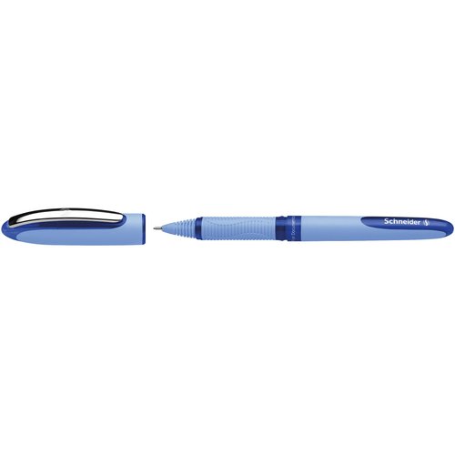 Schneider One Hybrid N Rollerball Pen, 0.5 mm Hybrid Needle Tip, Light Blue Barrel, Blue Ink, Box of 10 Pens (183503)