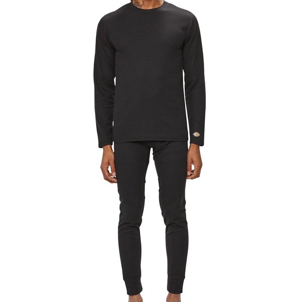 Dickies Mens Long Johns Thermal Underwear Set, 2 Piece Cold Weather Base Layer Set for Men Black