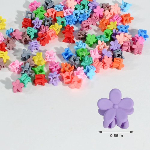 Mini Flower Hair Clip Flower Clips,Colorful Mini Hair Claw Small Hair Clips,Baby Hair Clips Toddler Hair Clips for Women Girls Bangs Strong Grip Tiny Flower Hair Clips (100, Matte Colors)