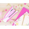 Bostitch Office InPower Spring-Powered Desktop Stapler, 20 Sheet Capacity, One Finger Stapling, Includes 210 Staples, Jam Free, Opens for Tacking, Breast Cancer Awareness Pink