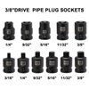 Mayouko 11PCS 3/8" Drive SAE Pipe Plug Socket Set, Tapered Male Square Drive, Chamfered Female Square Drive, CR-MO