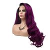 Melody Synthetic Lace Front Wigs Purple Body Wave With Dark Roots 180% Density Half Hand Tied Heat Resistant Fiber Hair for Women 24'' …