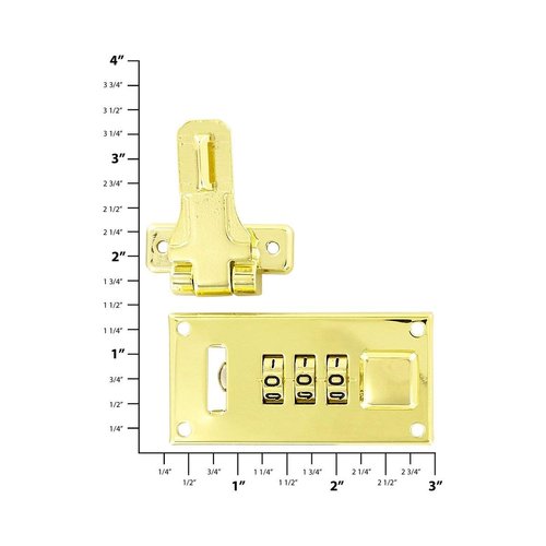 Ohio Travel Bag Offset Hasp Combination Lock, 2-5/8 Inch, Brass Finish, Steel, L-3196