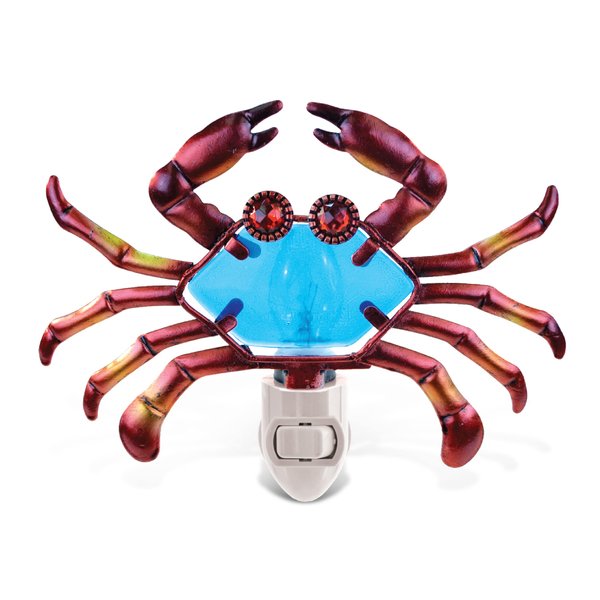 Puzzled Glass Art Night Light, Plug in Decorative Socket Lamp, Manual On & Off Portable Lights for Stairway, Bedroom, Bathroom, Nursery, Home Accessory & Kitchen Decor - Crab