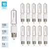 Pack of 10 – 100 Watt JDE11 Halogen candelabra bulb–100W T4 120V Light Bulbs-Clear Finish- E11 Mini-Candelabra Base T4 Bulb–Dimmable-Warm White Color– Q100CL/MC, for Chandeliers, Pendants, Table Lamps