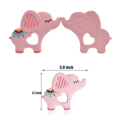 Soft Pink Elephant Teether Toy for Babies 0-6/6-12 Months Silicone Chew Teething Toy