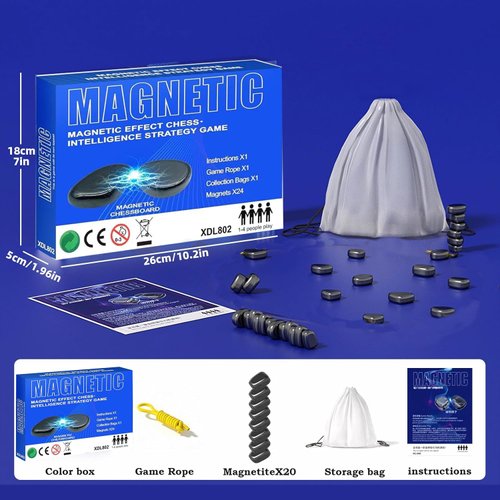 TJYAEKLTD Magnetic Chess Game, Multiplayer Strategy Magnetic Board Game with Rope, Party Travel Desktop Magnetic Strategy Game for Children and Adults, Puzzle Strategy Games for Kids and Adults