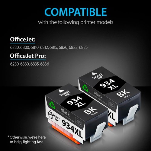 Smart Ink Compatible Ink Cartridges Replacement for HP 934 XL 935XL 934XL 935 XL (2 Black Combo Pack) to use with HP Printer Officejet Pro 6230 6830 6835 Officejet 6800 6812 6815 6820