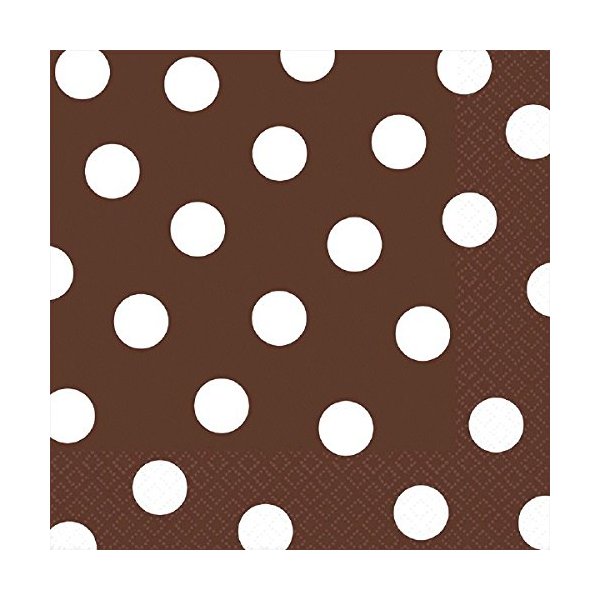Chocolate Brown Dots Luncheon Napkins |16 Ct. | 6" x 6"