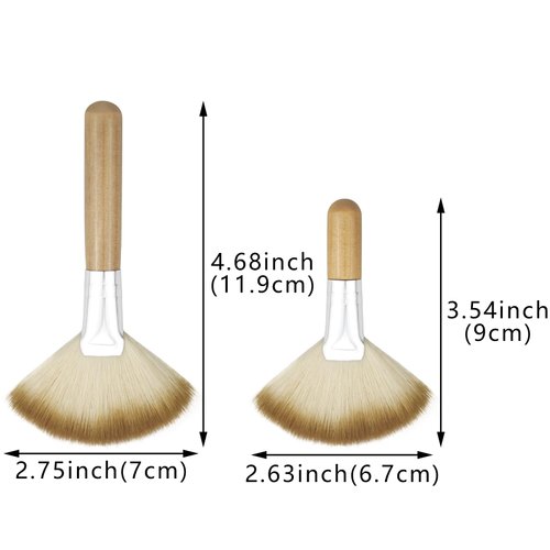 4 Pack Fan Brushes Soft Bristle Face Highlighting Blush Brush with Long and Short Handle Facial Applicator Brushes Face Makeup Tools for Loose Powder Highlighting Blush