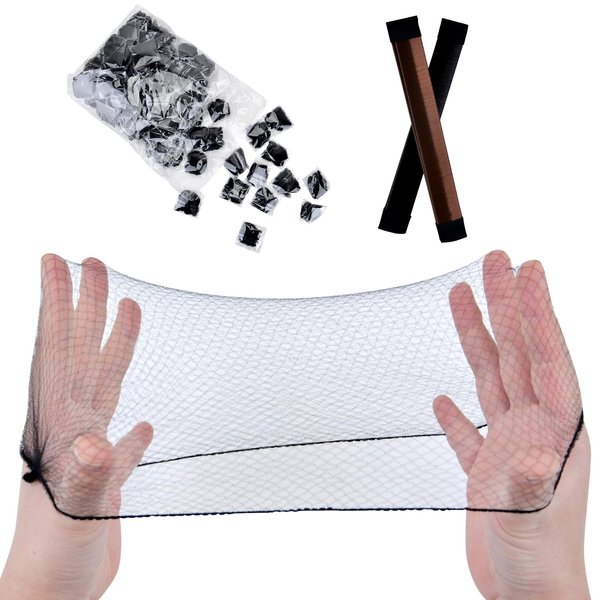 STYLER Black Hair Net 100 Pcs, 2 PCS Hair Bun Maker French Twist Hair Fold Wrap Snap, 20 Inches Hair Nets Elasticity Invisible Elastic Mesh for Food Service, Ballet Hair Style, Sleeping for Women
