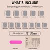 White French Tip Press on Nails Short Square Fake Nails Pink Glossy Acrylic Glue on Nails Reusable Stick on Nails for Women and Girls DIY Nails Art Decoration 24pcs
