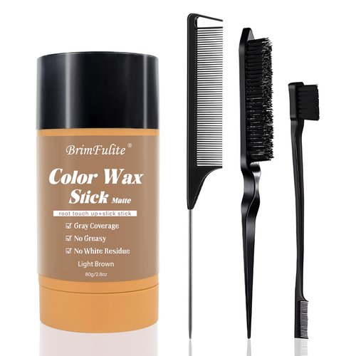 BRIMFULITE BRIMFULITE Hair Wax Stick, Non-Greasy Hair Slick Stick No Residues Hair Flyaways Smoother Instant Root Cover Up Stick for Women Men Travel Size Hair Color Stick 2.8 Oz. (Light Brown)